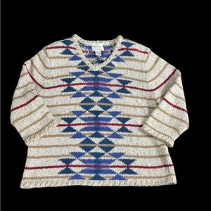 Vintage Christopher & Banks Medium Hand Embroidered Silk Blend Sweater 2002.